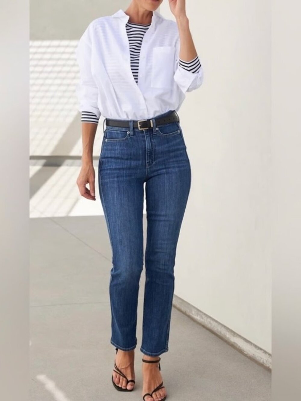 AYR The Pop Jeans Women's Medium Blue High Rise Straight Leg Made in USA Sz 27